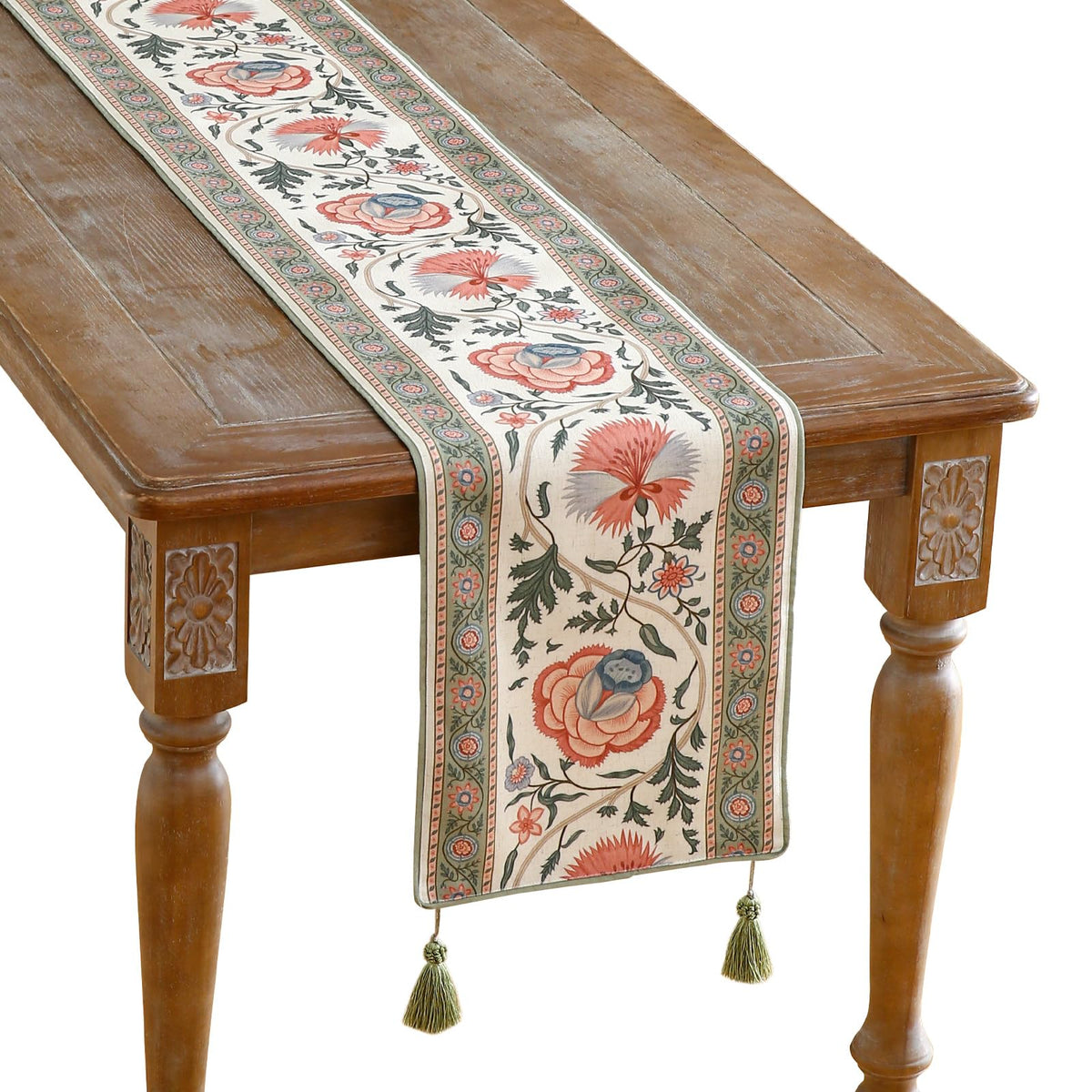 ISAENNE Designer French Linen Table Runner,71"x12"-Cornucopia