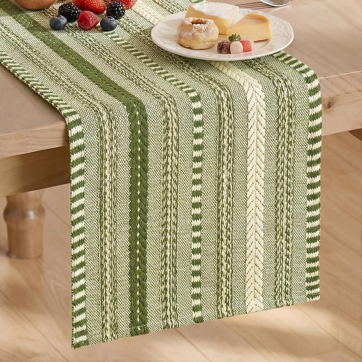Artoid Mode Black Farmhouse Stripe Braided Table Runner 12x72 Inch