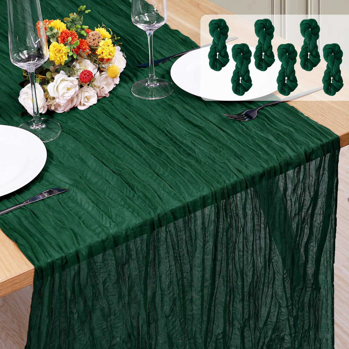 12 Pack Cheesecloth Table Runner, Runner Gauze Boho Wedding Decor Romantic Table Runner for Wedding Birthday Party(35" x 118") (Terracotta)