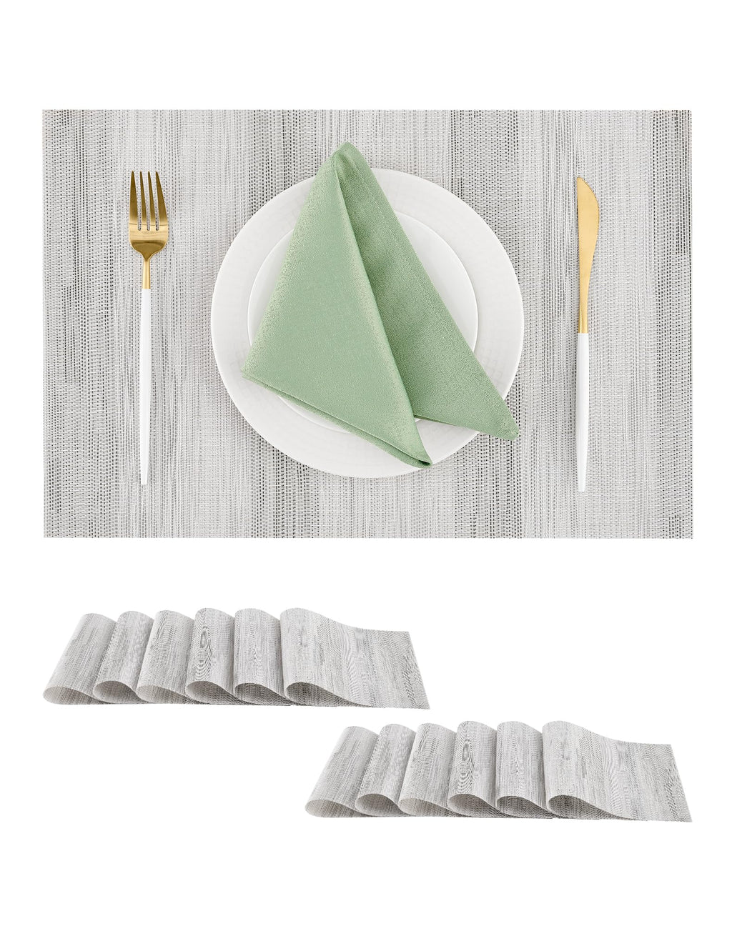 Leetaltree Beige Placemats Set of 4 - Heat-Resistant, Non-Slip Table Mats, Washable Woven Vinyl for Indoor & Outdoor Dining