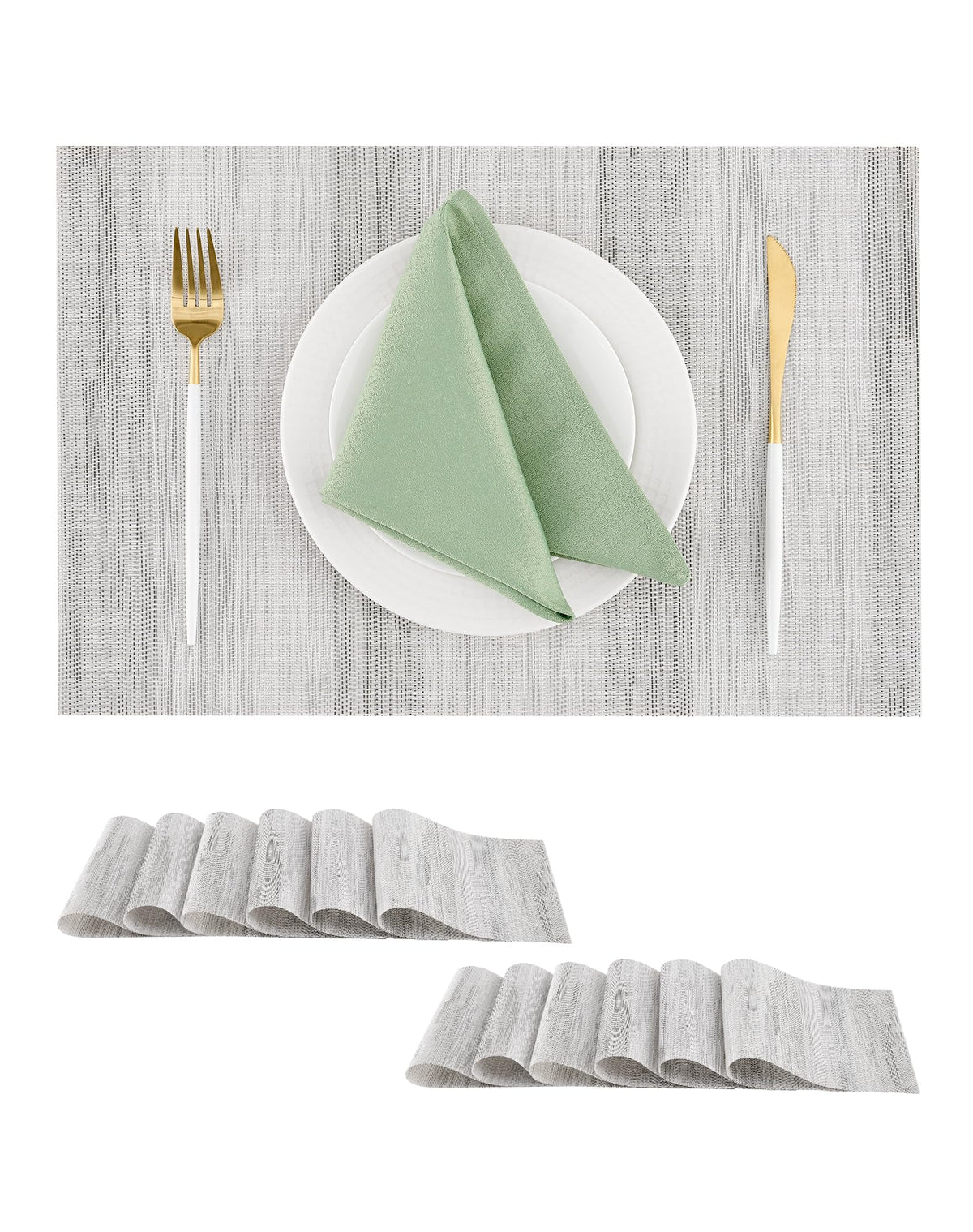 Leetaltree Beige Placemats Set of 4 - Heat-Resistant, Non-Slip Table Mats, Washable Woven Vinyl for Indoor & Outdoor Dining