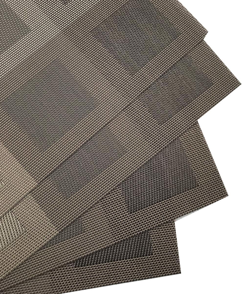 Set of 6 Placemats for Dinning Table, Luxury PVC Woven Vinyl Table Mats,Washable and Heat Insulation Kitchen Place Mats (6 pcs, Grey)