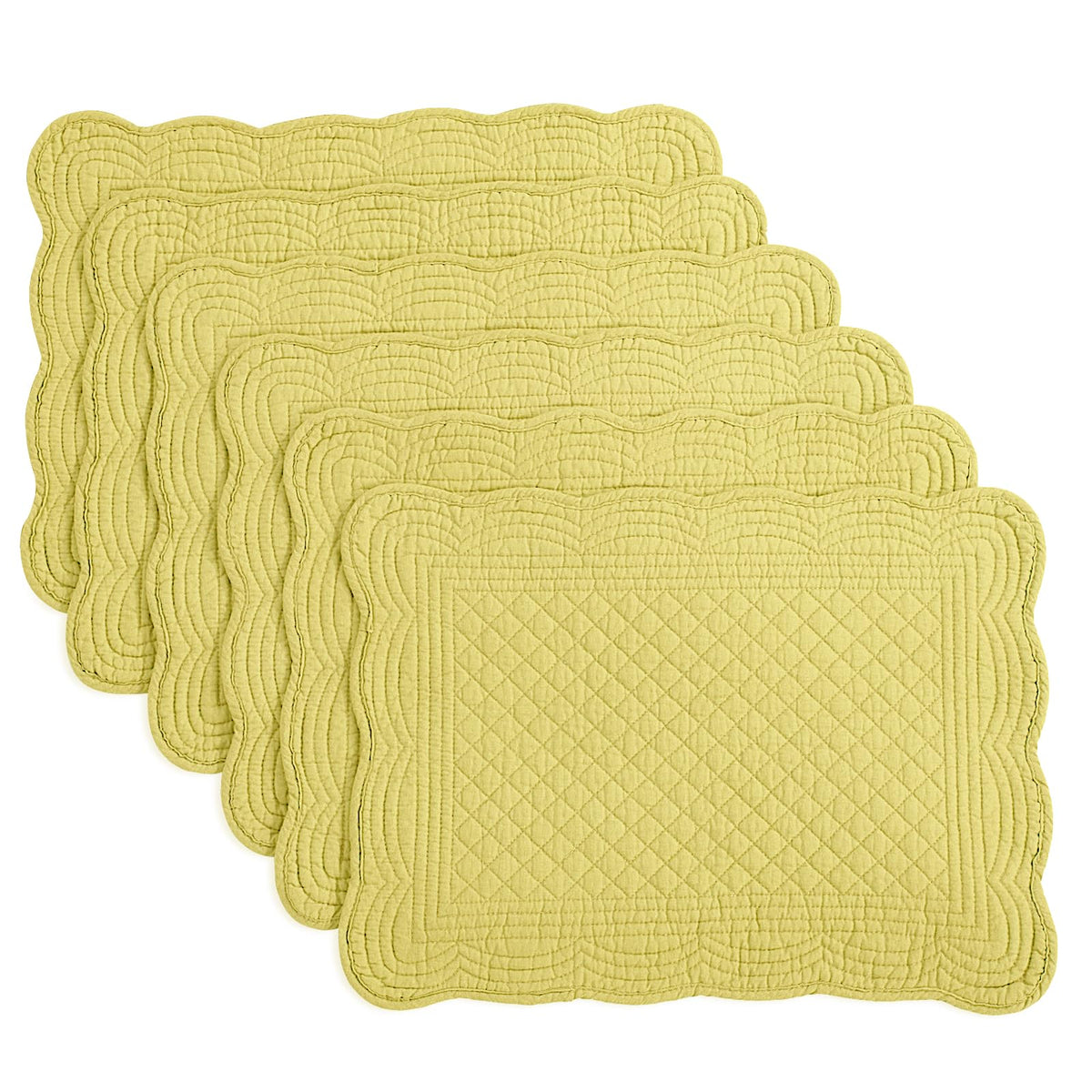 HOMBYS Quilted Placemats Set of 6 Washable-13x18 inches Rectangular Placemats for Kitchen Table-100% Cotton Fabric Rectangular Table Mats, (Emerald Green)