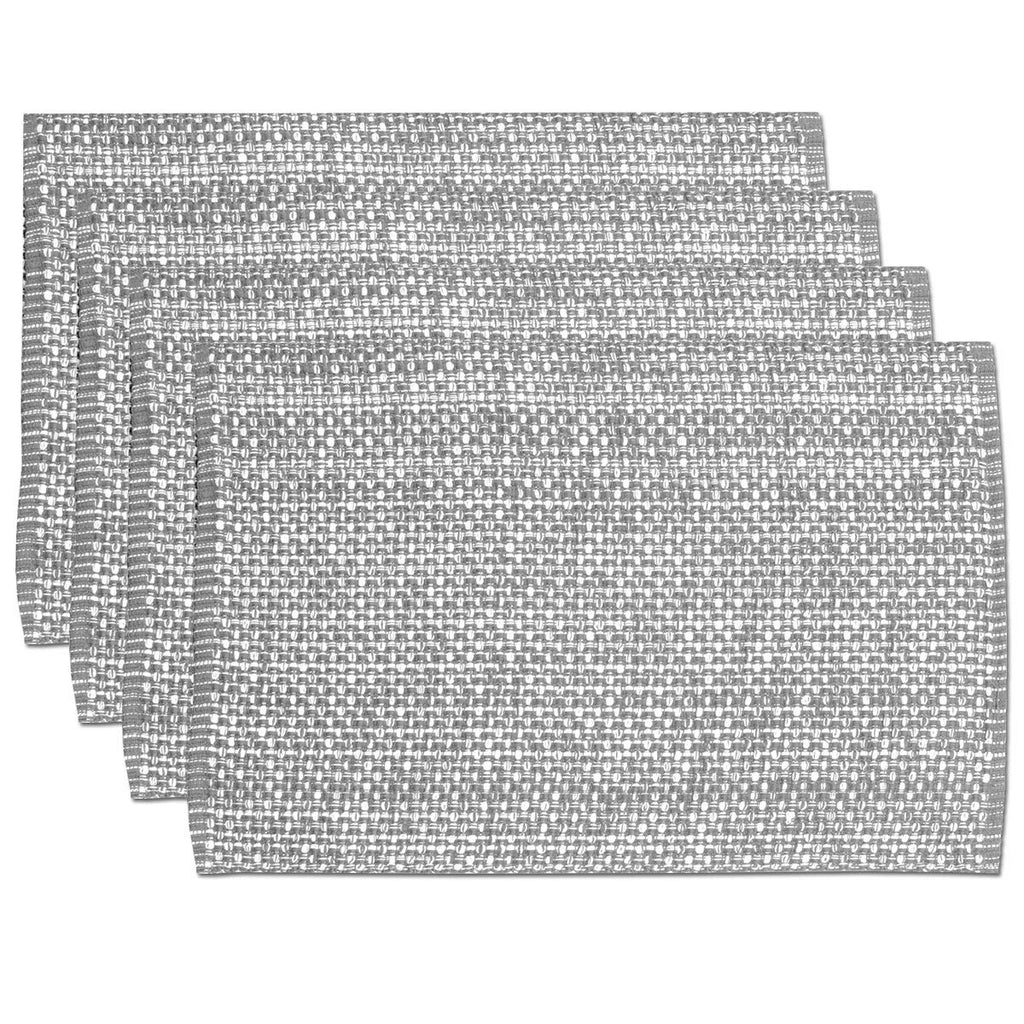 Sweet Home Collection 100% Cotton Placemats for Dining Room Rectangle Two Tone Woven Fabric 13" x 19" Soft Durable Table Mat Set, Set of 4, Eggshell