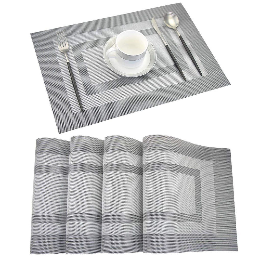 PIGCHCY Placemats,Durable Placemats for Dining Table,Washable Woven Vinyl Kitchen Placemats Set of 4 (Brown)