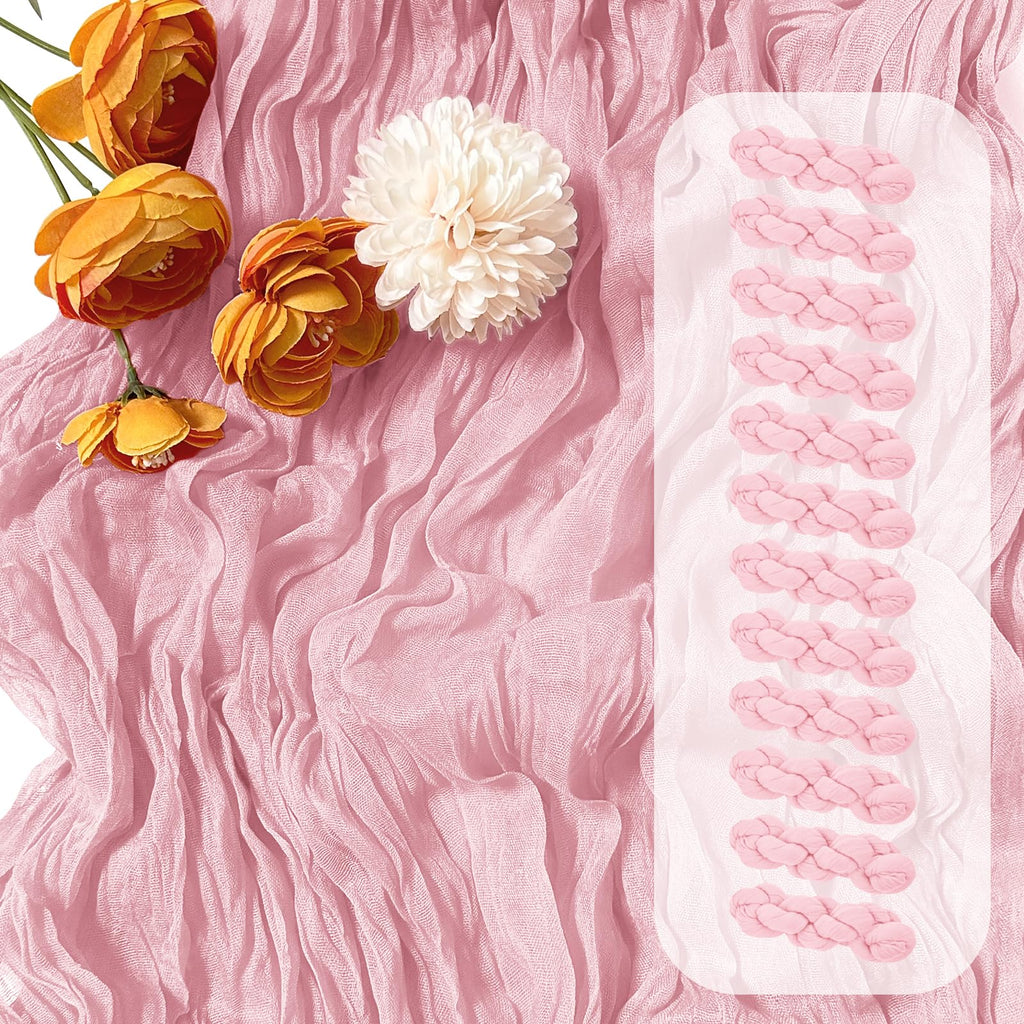 12 Pack Beige Cheesecloth Table Runner 17 x 108 Inch Gauze Table Runner Fabric Semi Sheer Cheese Cloth Table Decoration Bulk for Rustic Romantic Wedding Baby Shower Table Decoration
