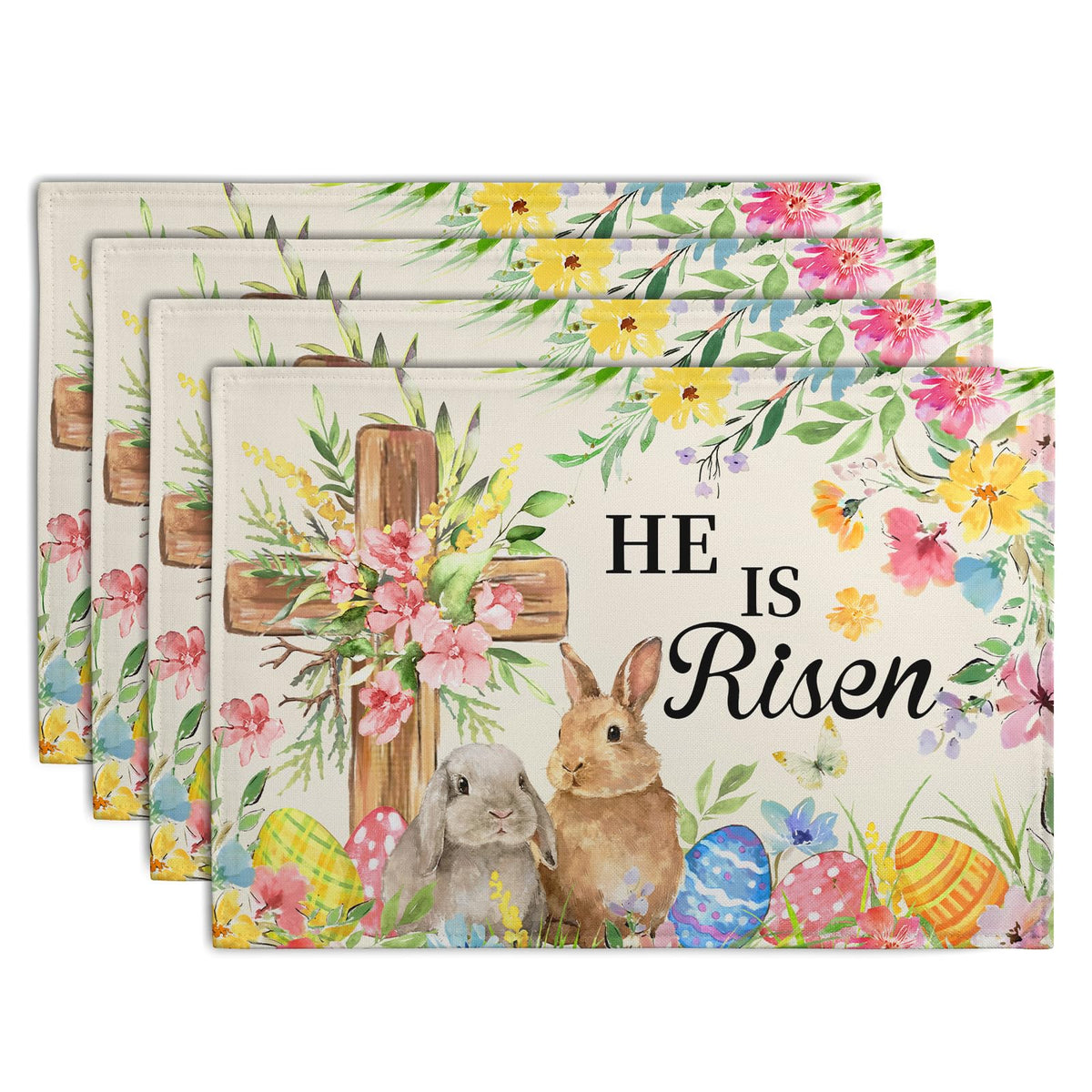 Rustic Daisy Placemats Set of 4 Vintage Flower Vases Wood Grain Linen Table Mats 12x18 Inch Summer Floral Wooden Board Farmhouse Washable Place Mat for Party Kitchen Dining Outdoor Indoor Decor