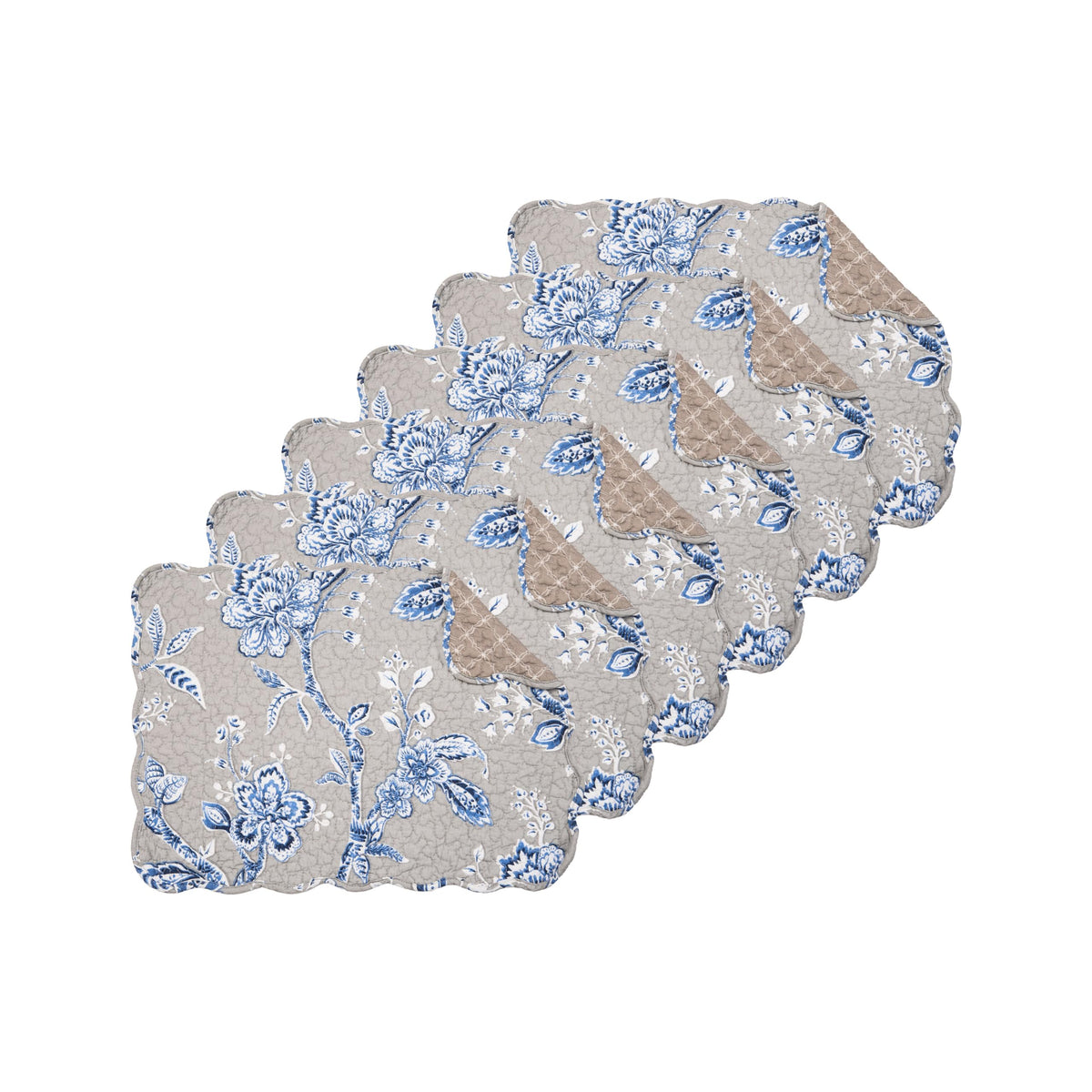 Bailey Vintage Quilted 100% Cotton Set of 6 Placemats 13" x 19"