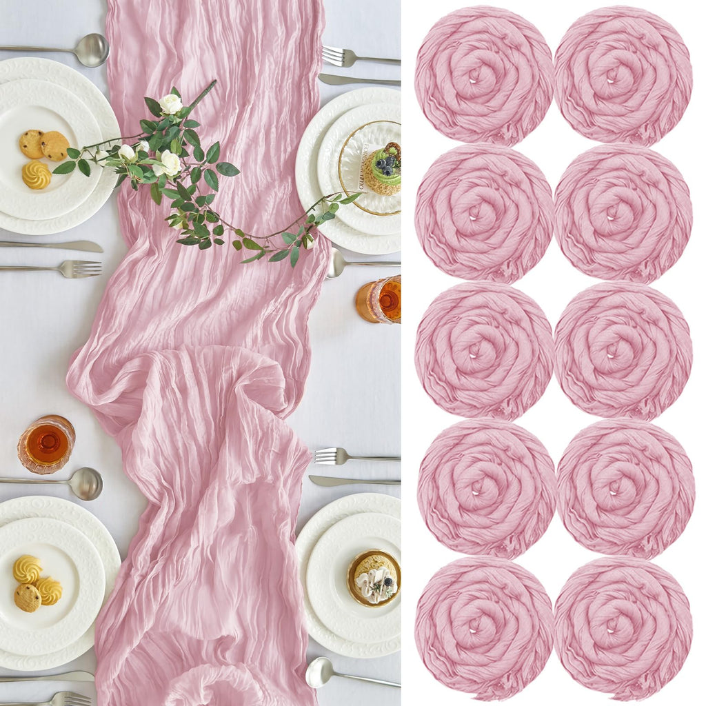 2 Pack Fall Table Runner Terracotta Cheesecloth for Home Thanksgiving Party