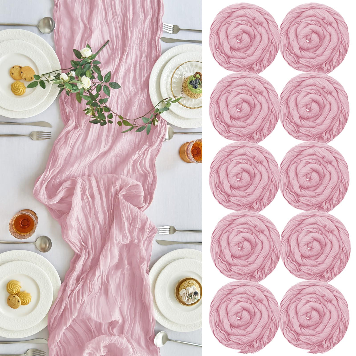 2 Pack Fall Table Runner Terracotta Cheesecloth for Home Thanksgiving Party