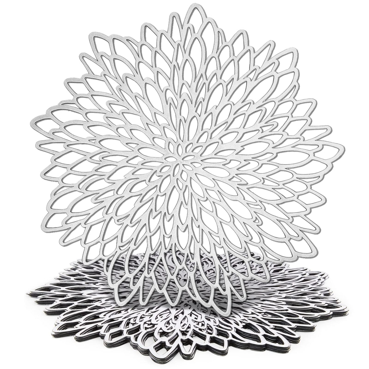Juvale 10 Pack Gold Vinyl Placemats - 14.4" x 14.4" Round Table Mats and Plate Chargers with Leaf Design for Elegant Table Decor and Protection - Stylish Charger Plates for Events and Wedding Parties