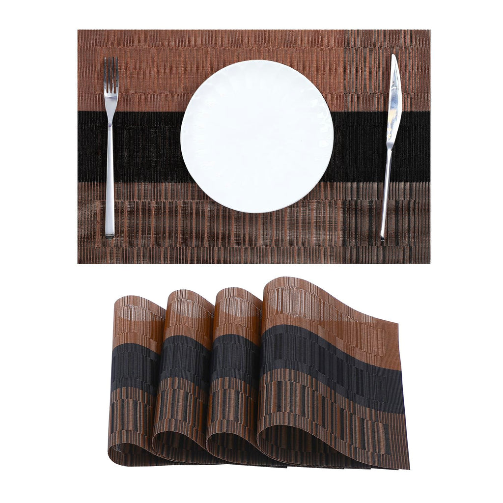 Leetaltree Light Brown Placemats Set of 8 - Heat Resistant Woven Vinyl