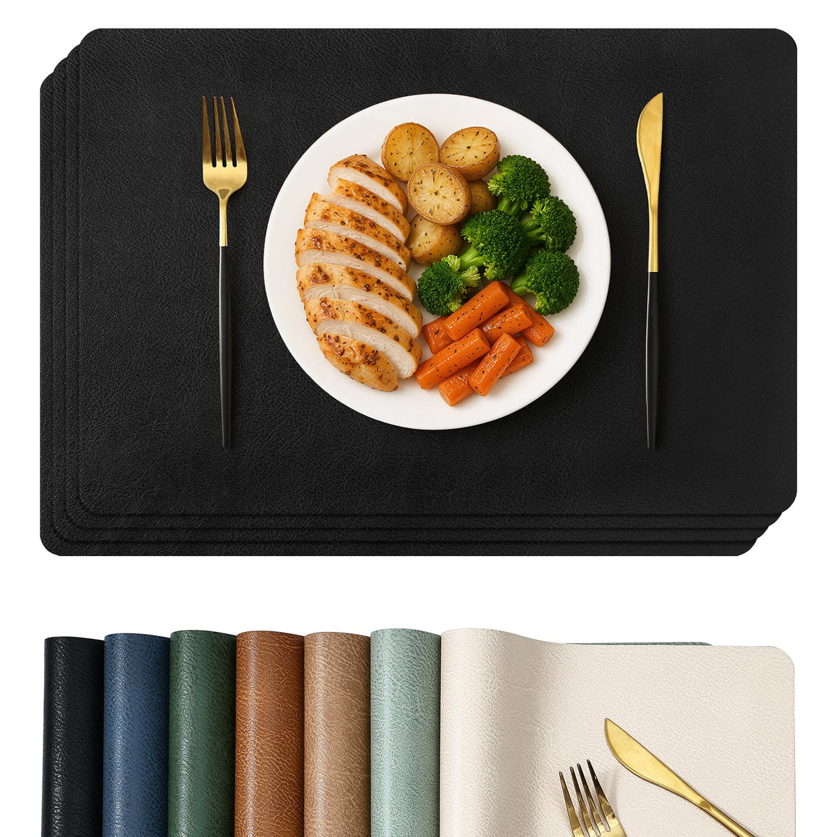 Homaxy Vinyl Heat Resistant Placemats Set of 6, Reddish Brown