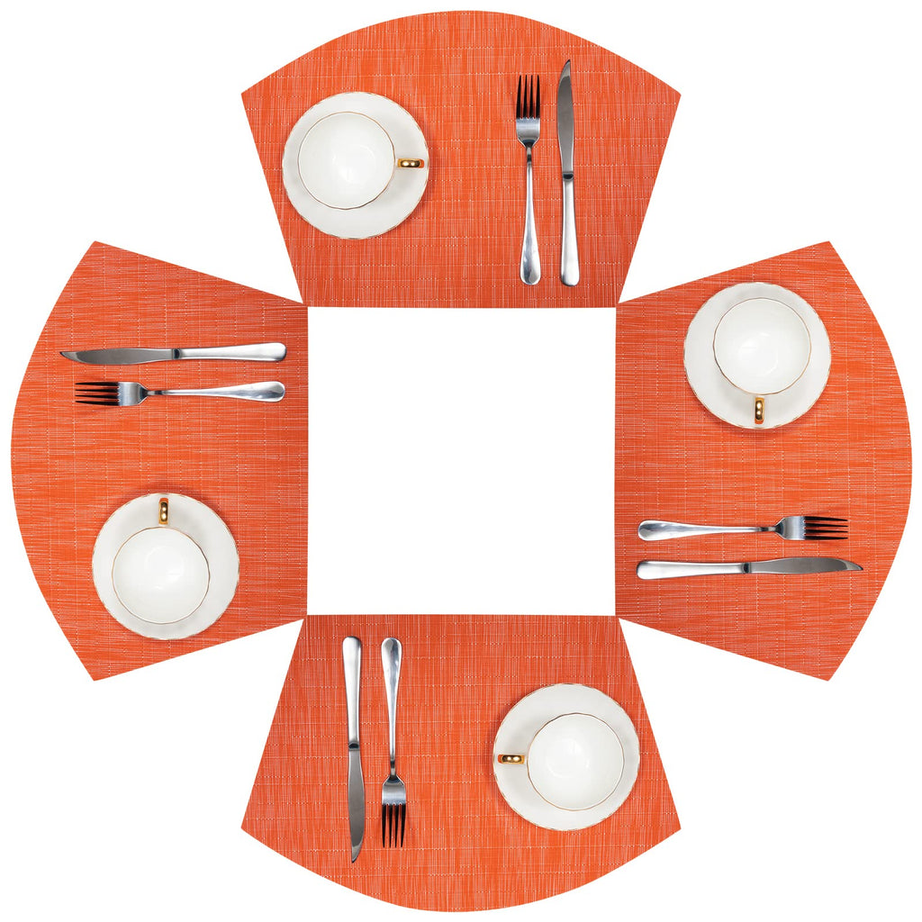 SHACOS Wedge Shape Placemats Set of 4 Woven Vinyl Placemat for Round Table