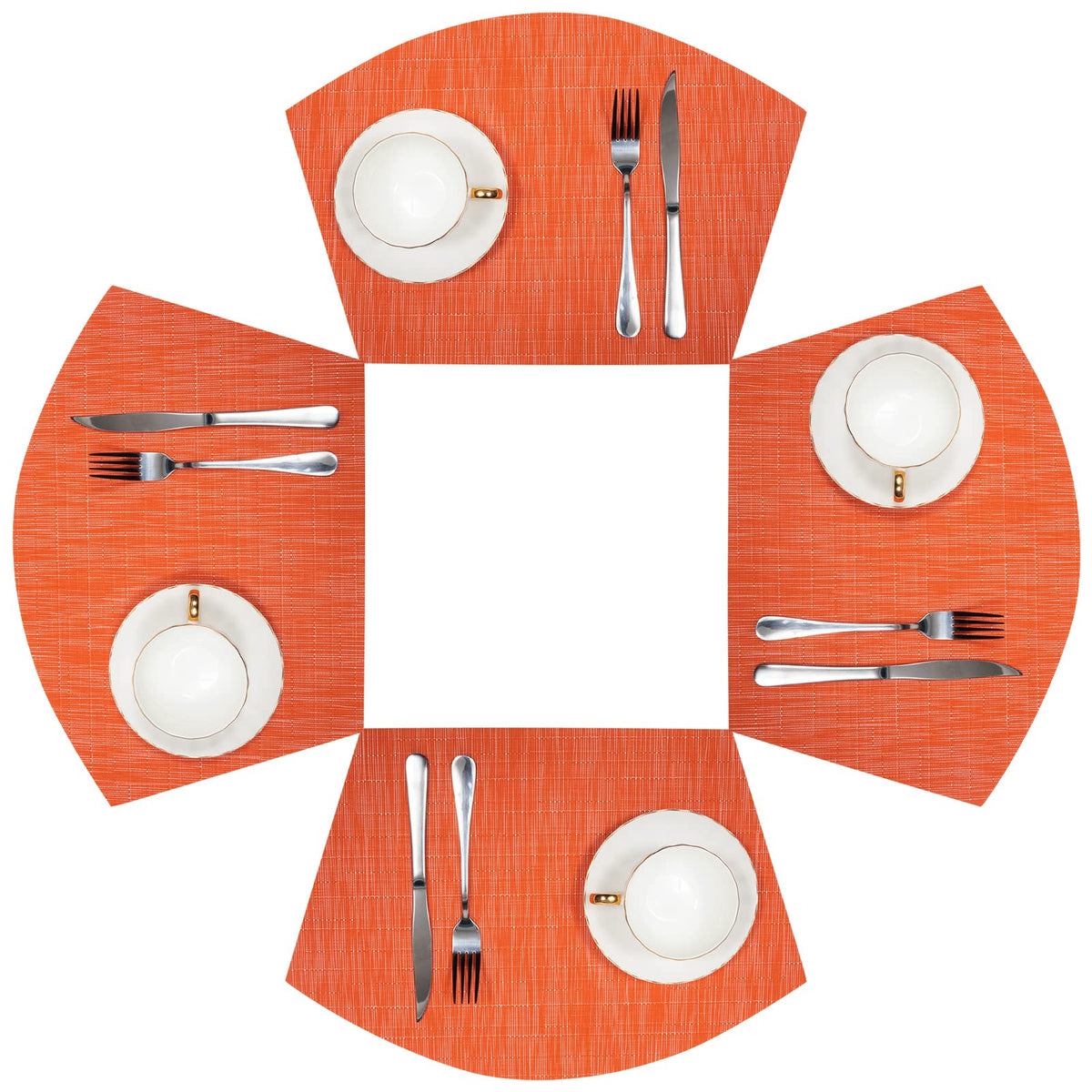 SHACOS Wedge Shape Placemats Set of 4 Woven Vinyl Placemat for Round Table