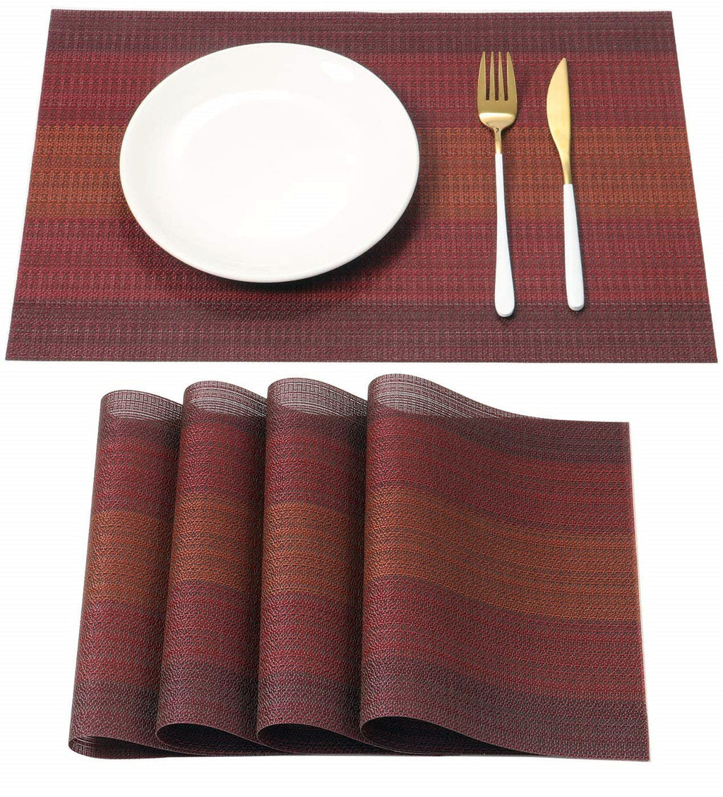 HeloHo Placemats Set of 4,Vinyl Table Place Mats Stain Resistant Foldable Placemats Washable Wipeable Placemat for Kitchen Dining Table Decoration Indoor Outdoor（Blue）