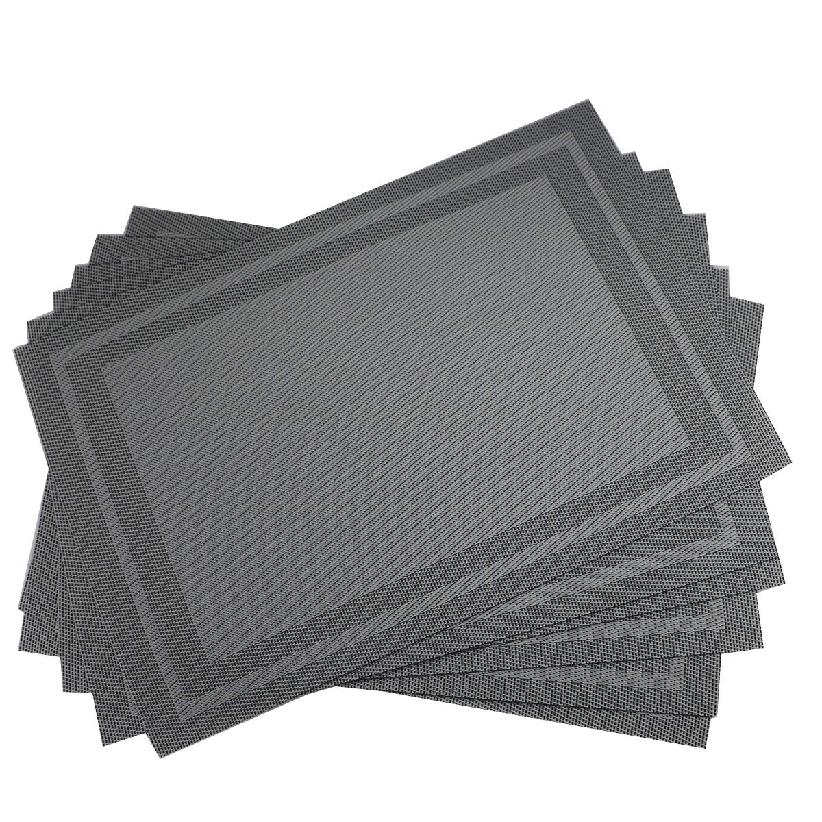 Place Mats PVC Set of 6, Table Placemats Set of 6 PVC Woven Vinyl Place Mats Table Mats Natural Color (6 pcs, Silver Tree)