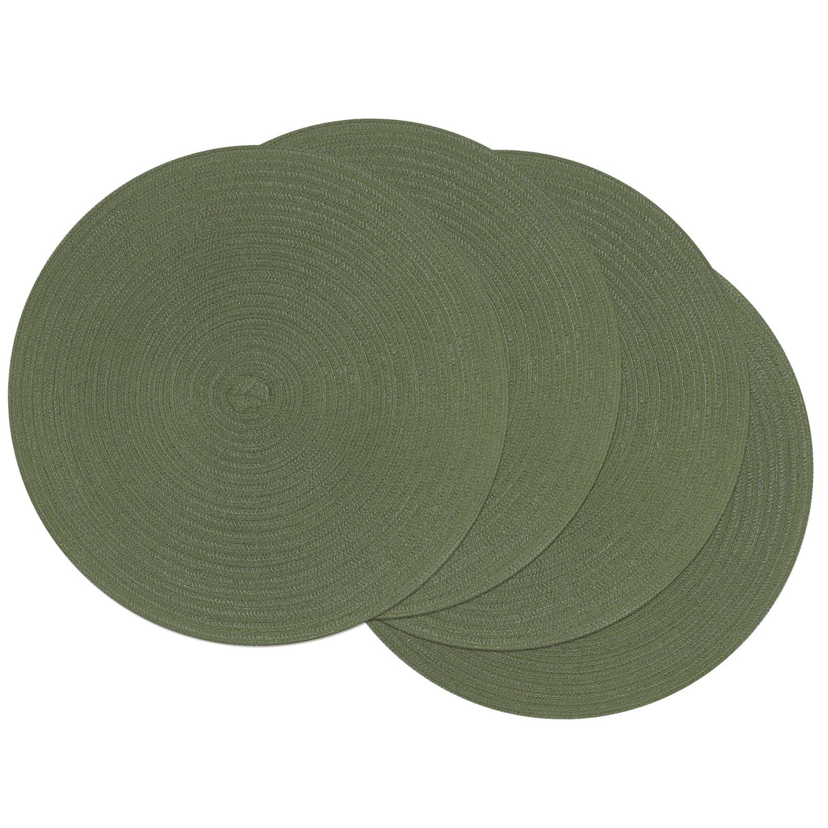 SHACOS Round Braided Placemats Set of 4 Dining Table Placemats 15 inch Circle Place Mats Easy to Clean Table Mats Indoor Outdoor, Blue Gray