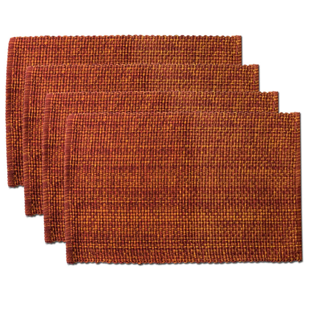Sweet Home Collection 100% Cotton Placemats for Dining Room Rectangle Two Tone Woven Fabric 13" x 19" Soft Durable Table Mat Set, Set of 4, Eggshell