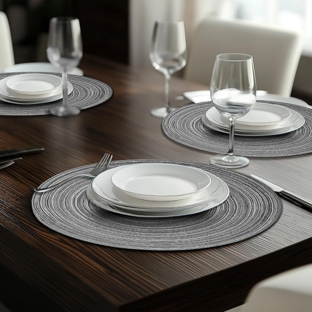 MIAOMIAO Round Placemats Set of 6 Braided Dining Table Kitchen Decor Mets
