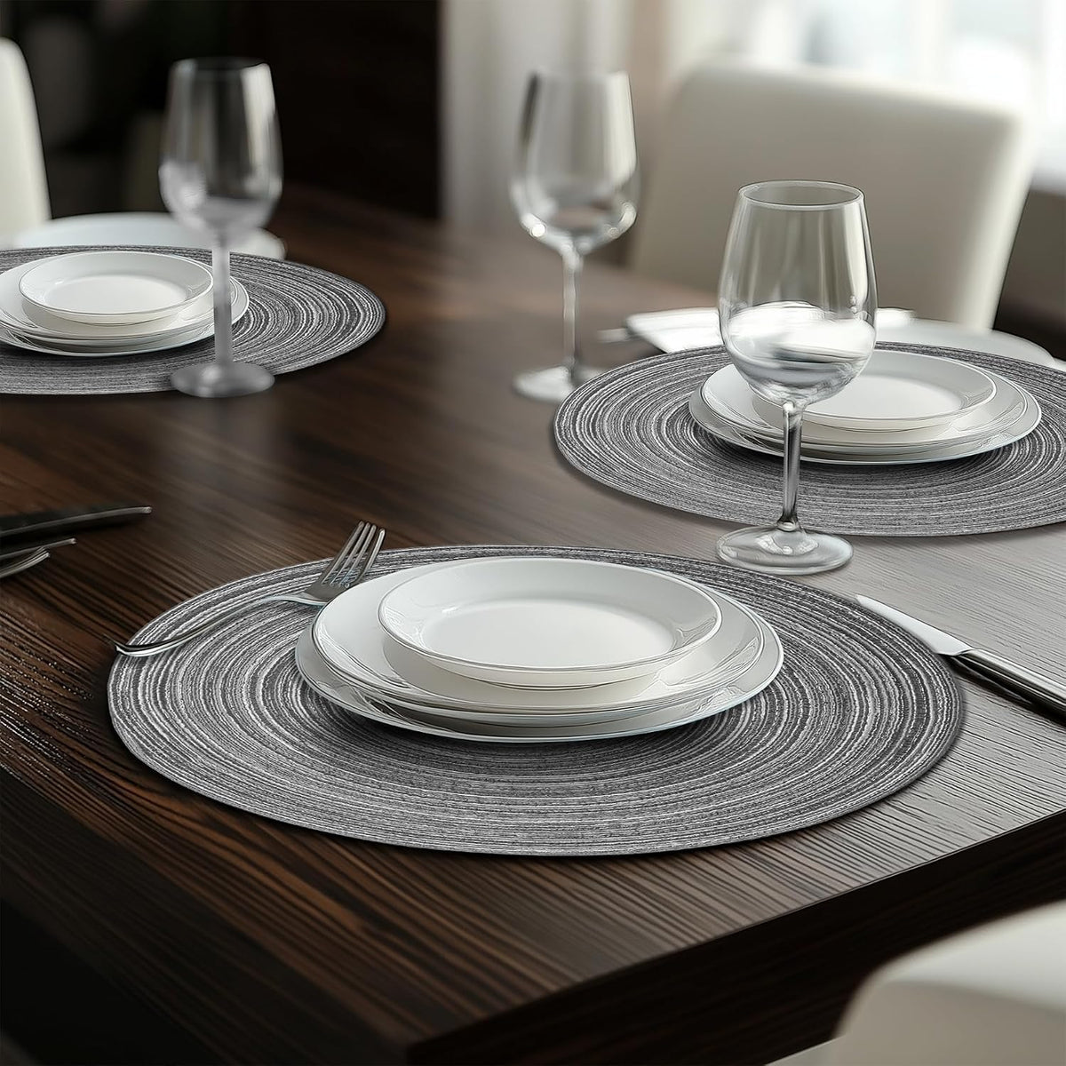 MIAOMIAO Round Placemats Set of 6 Braided Dining Table Kitchen Decor Mets