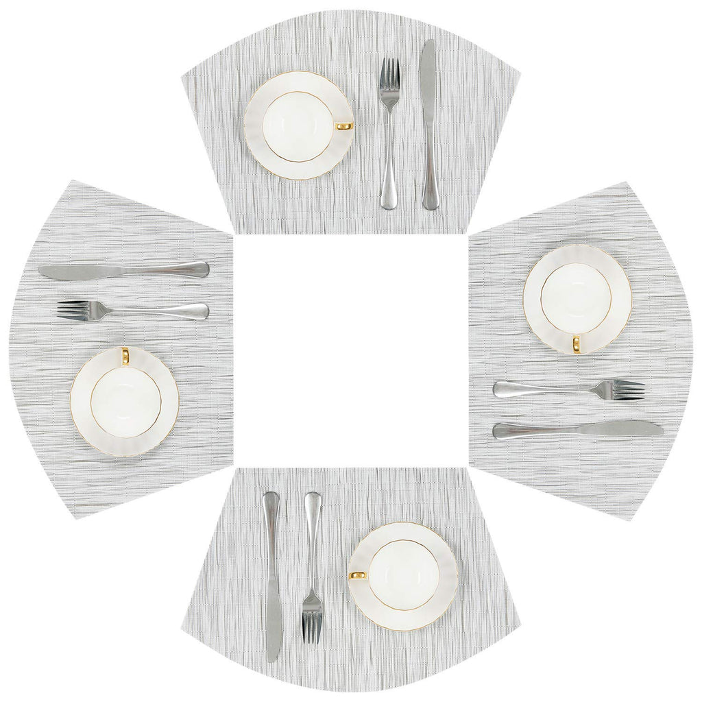 SHACOS Wedge Shape Placemats Set of 4 Woven Vinyl Placemat for Round Table