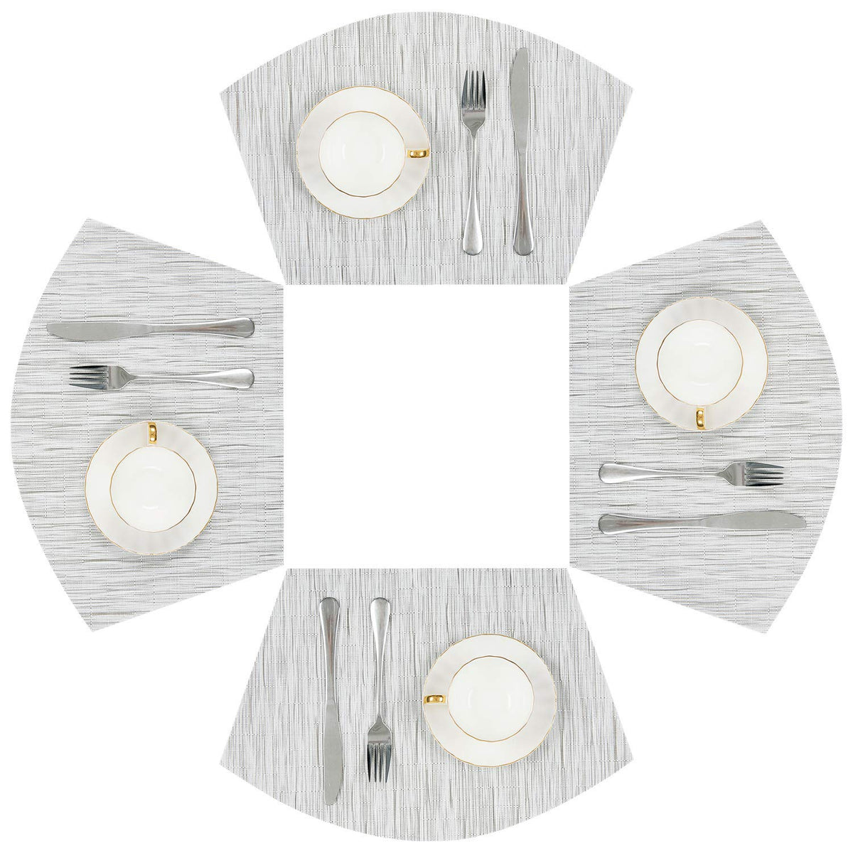 SHACOS Wedge Shape Placemats Set of 4 Woven Vinyl Placemat for Round Table