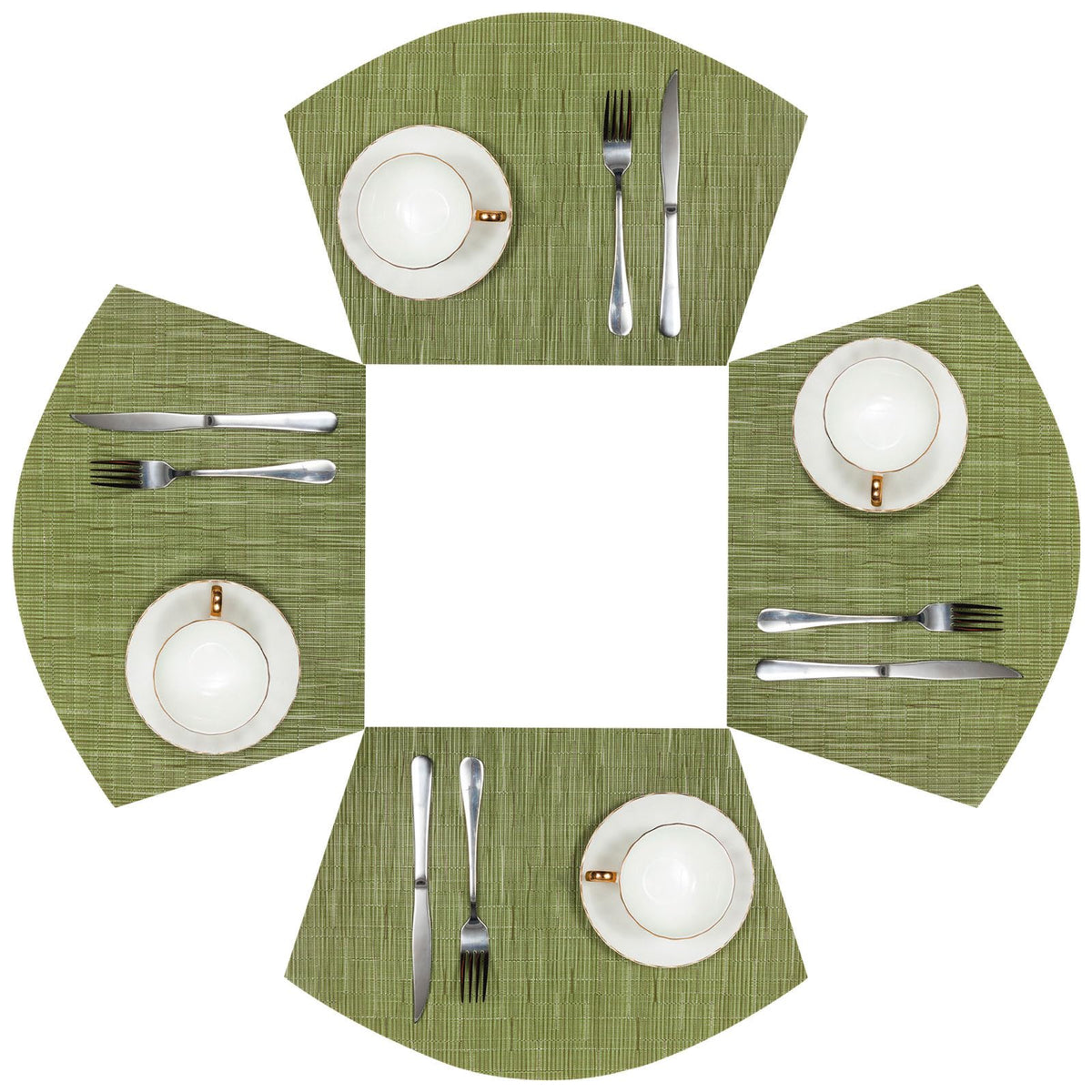 SHACOS Wedge Shape Placemats Set of 4 Woven Vinyl Placemat for Round Table