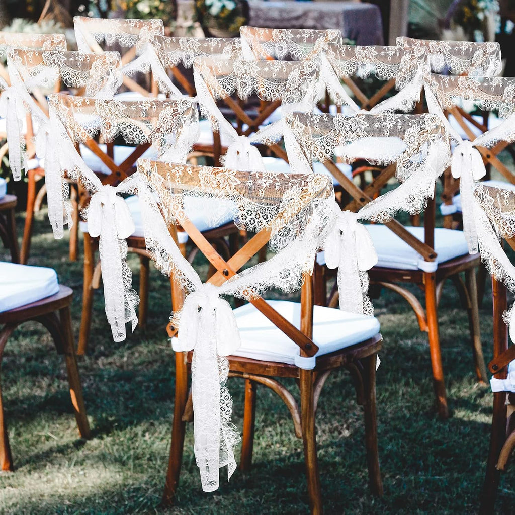 Coume 12 Pack White Lace Table Runner 14 x 120 Inch Rustic Table Runner