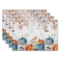 Blue Floral Branches Placemats Set of 4 ，12 x 18 Inch Chinoiserie Table Mats Washable Heat Resistant Linen Fabric Rectangle Place Mat for Indoor Outdoor Kitchen Dining Home Decor