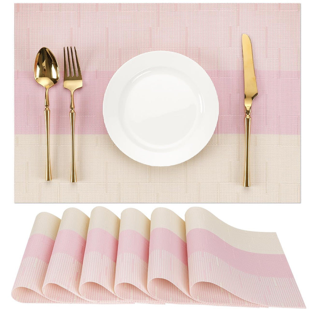 Placemats Set of 8, Vinyl Woven Heat-Resistant Place Mats