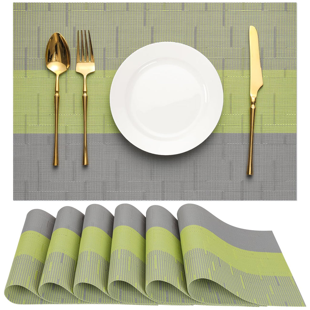 Placemats Set of 8, Vinyl Woven Heat-Resistant Place Mats