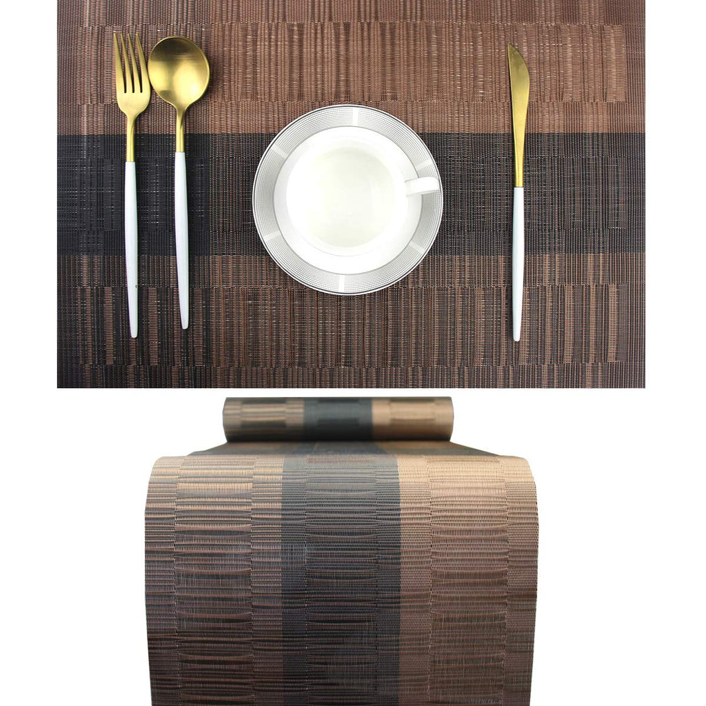 PIGCHCY Placemats,Durable Placemats for Dining Table,Washable Woven Vinyl Kitchen Placemats Set of 4 (Brown)