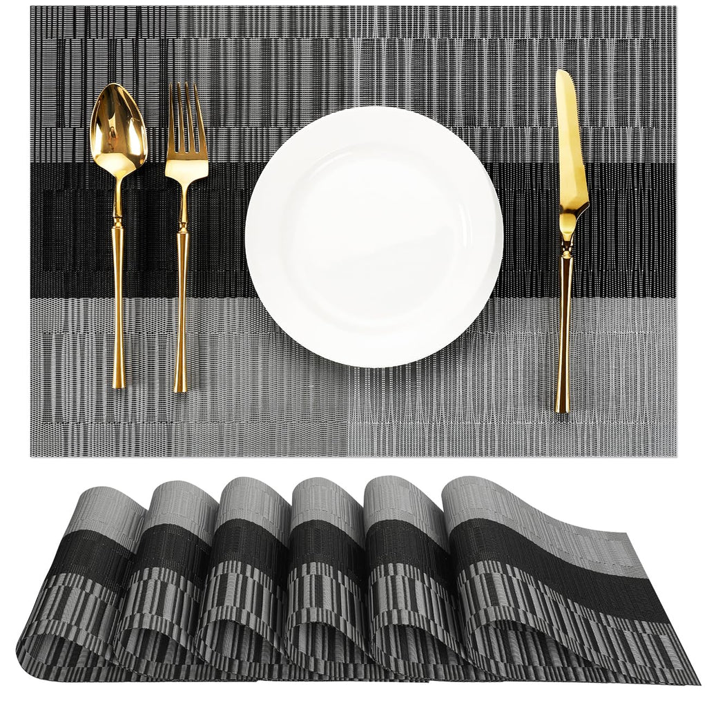 Placemats Set of 8, Vinyl Woven Heat-Resistant Place Mats