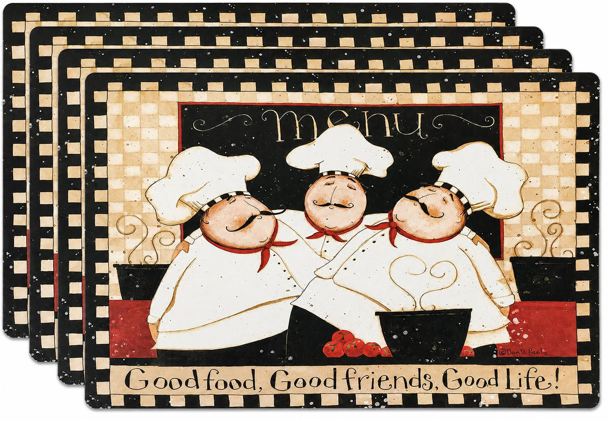 Vinyl Rectangular Placemats Set of 4 - Non Slip Place Mats Ideal for Indoor and Outdoor Dining Table - Washable and Heat Resistant Table Mat for Kitchen Tables (Live Laugh Love)