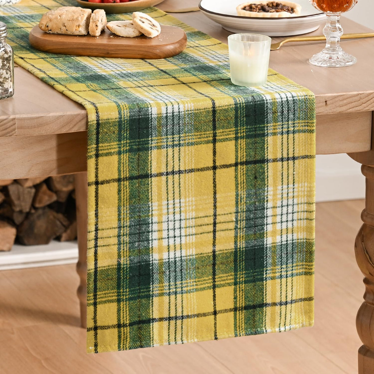 Artoid Mode Rust Farmhouse Plaid Fall Table Runner 13x72 Inch