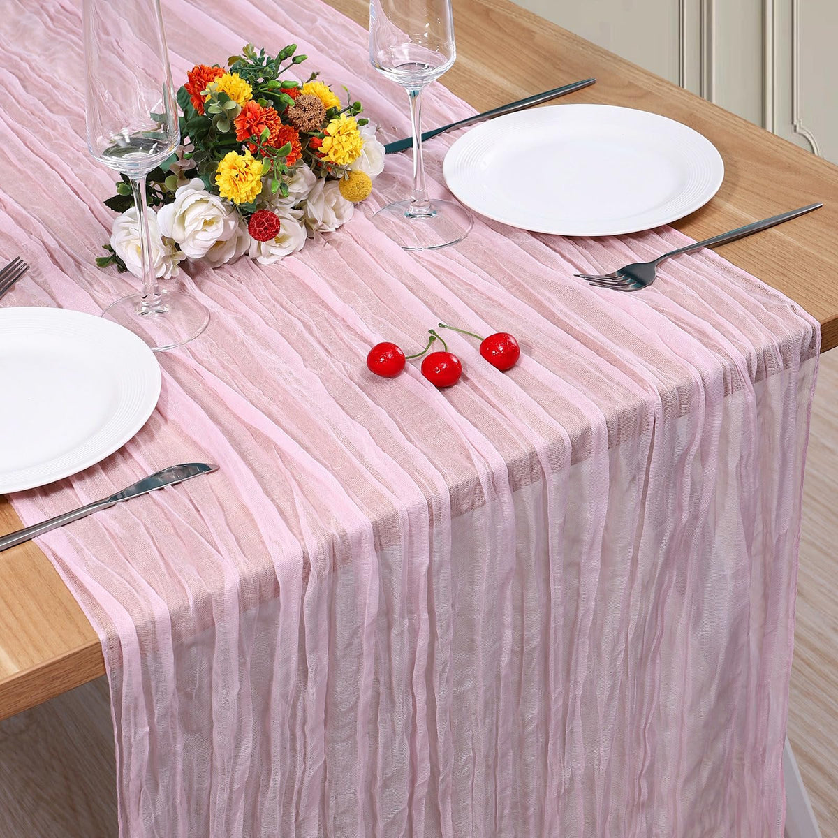 12 Pack Cheesecloth Table Runner, Runner Gauze Boho Wedding Decor Romantic Table Runner for Wedding Birthday Party(35" x 118") (Terracotta)
