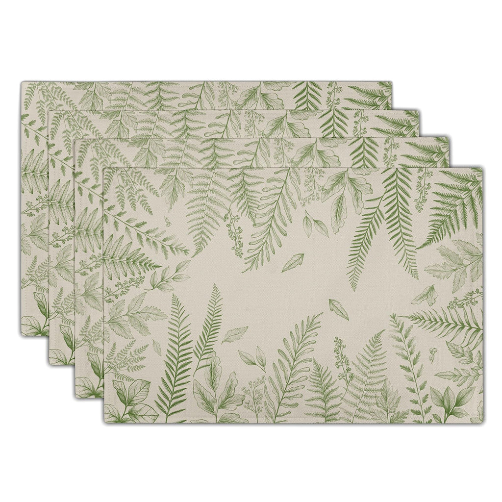 Blue Floral Branches Placemats Set of 4 ，12 x 18 Inch Chinoiserie Table Mats Washable Heat Resistant Linen Fabric Rectangle Place Mat for Indoor Outdoor Kitchen Dining Home Decor