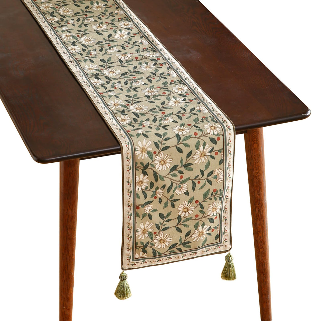 ISAENNE Designer French Linen Table Runner,71"x12"-Cornucopia
