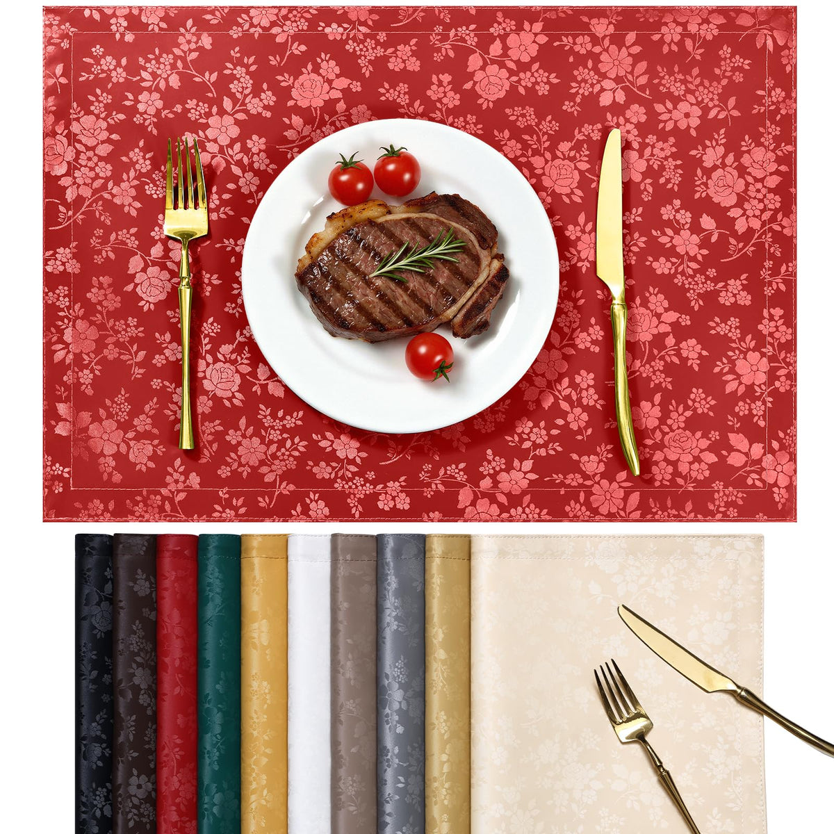 Smiry Rectangle Place Mats, Waterproof Heavy Duty Vinyl Placemats 6 Pack