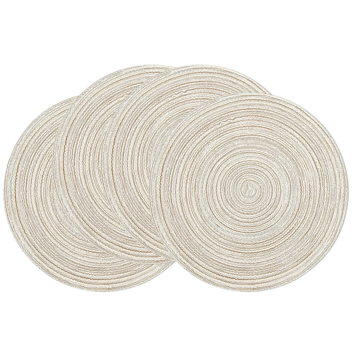 SHACOS Round Braided Placemats Set of 4 Dining Table Placemats 15 inch Circle Place Mats Easy to Clean Table Mats Indoor Outdoor, Blue Gray