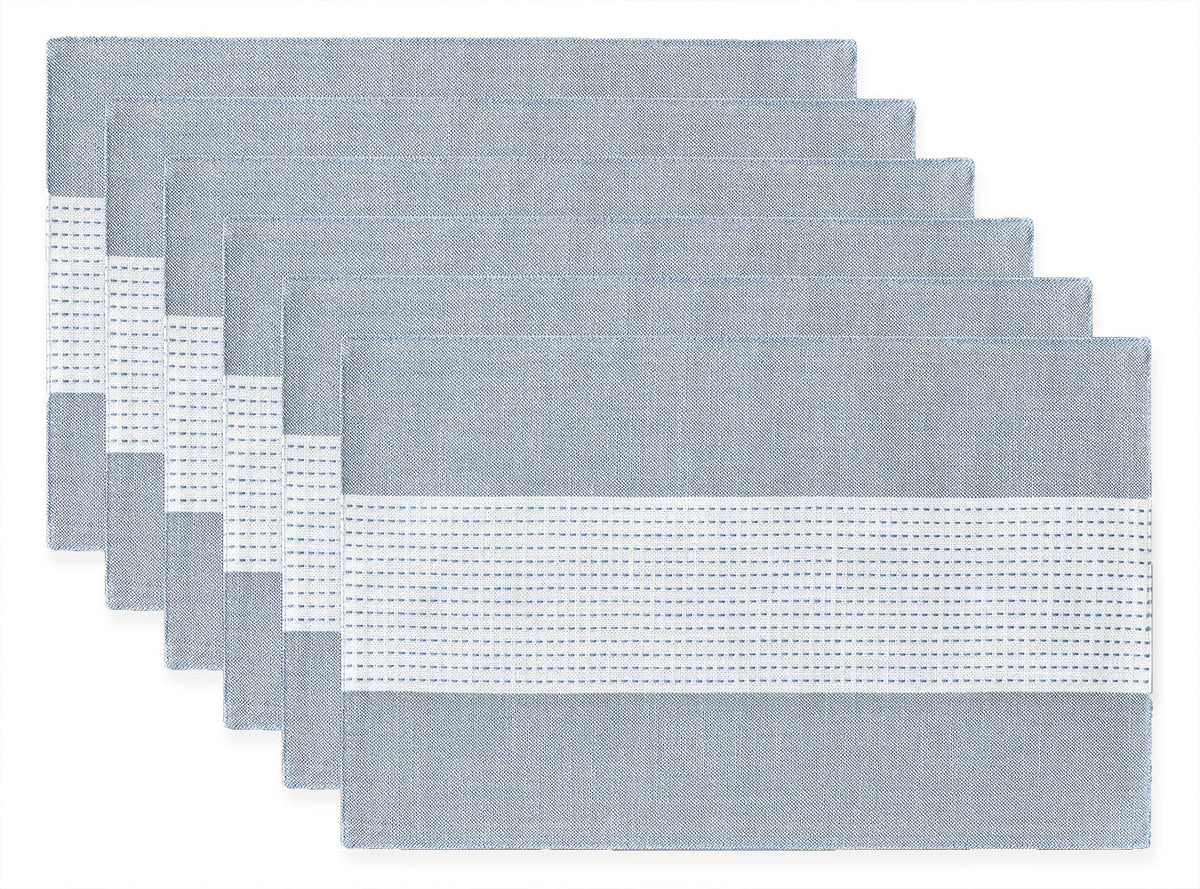 Wracra Linen Placemats, 12 x 18 Inch Set of 4 Placemats, Farmhouse Macrame Place Mats for Kitchen Table and Heat Resistant-Hemstitch Sage Green 4PCS