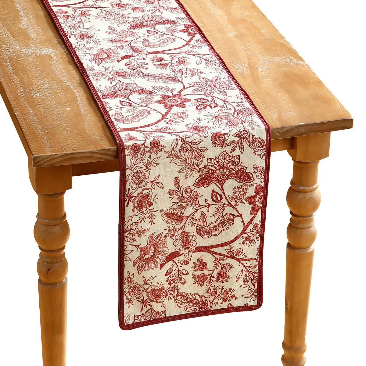 ISAENNE Designer French Linen Table Runner,71"x12"-Cornucopia
