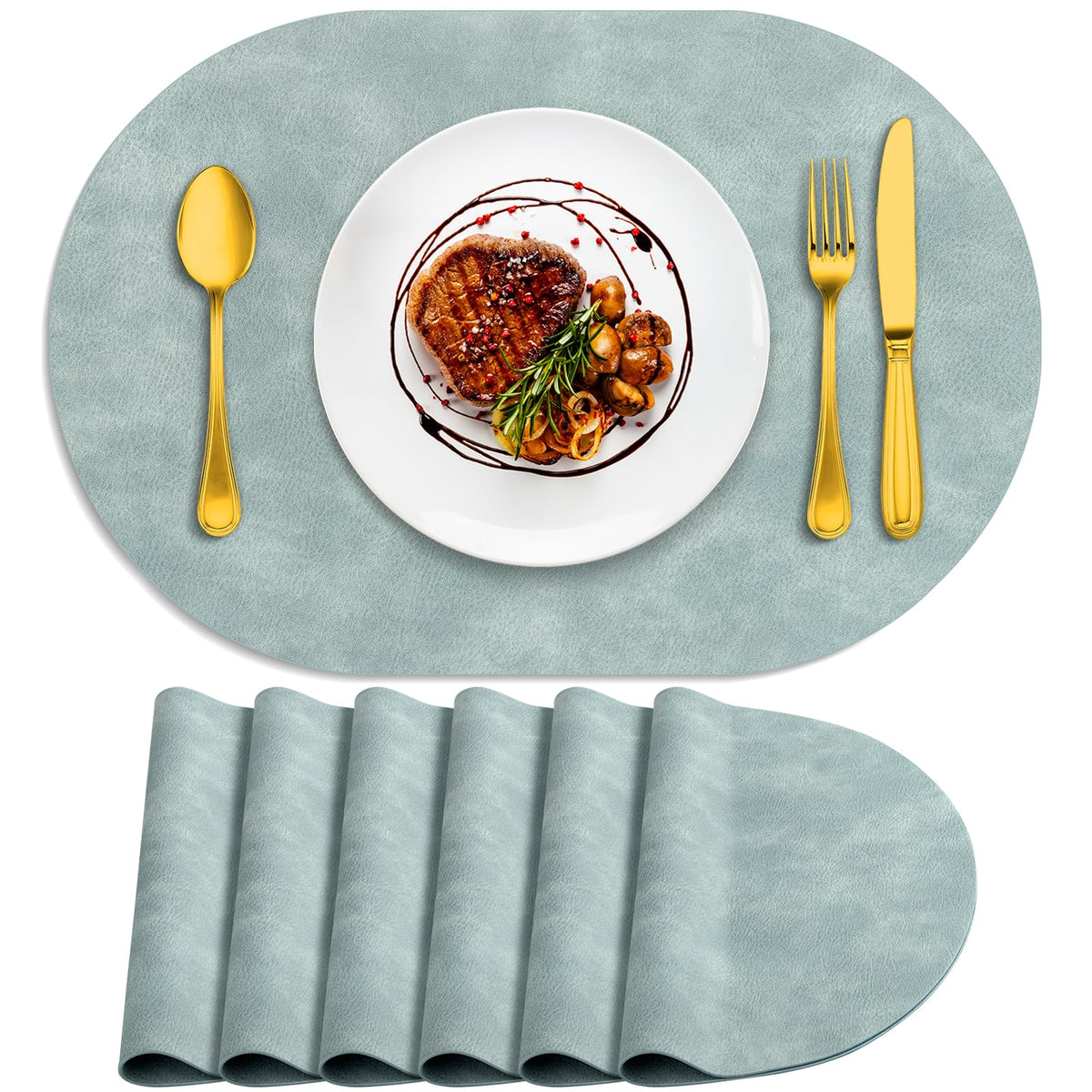 ADRIMER Placemats, Heat Resistant Oval Place Mats Set of 4 Easy to Clean