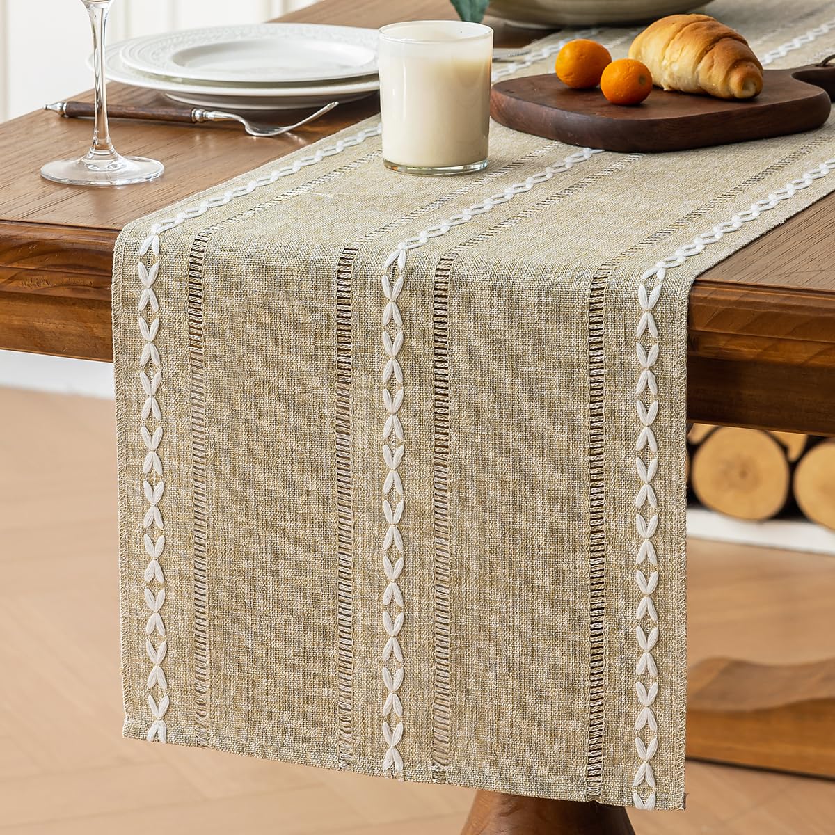Rustic Linen Table Runner, Sage Green Table Runners 72 inches Long