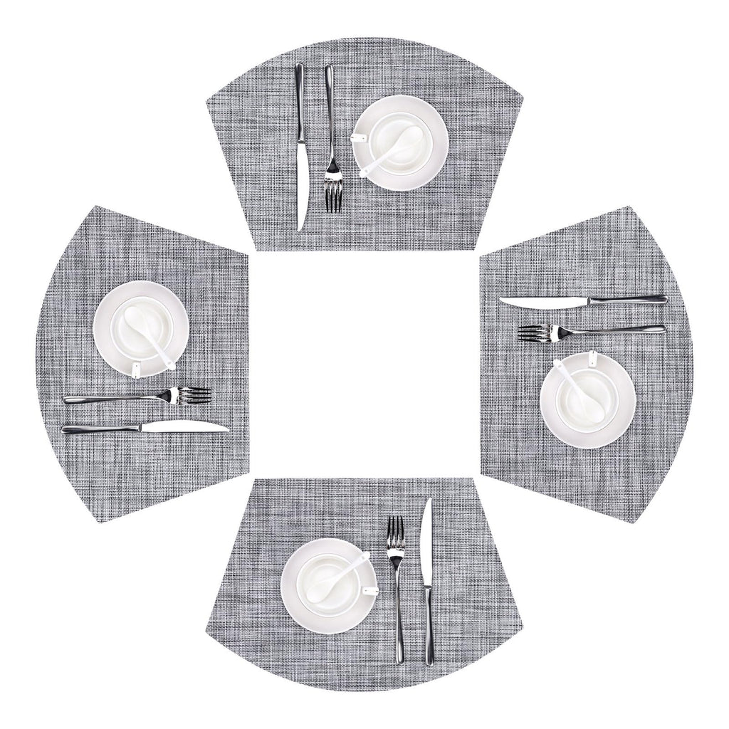 SHACOS Wedge Shape Placemats Set of 4 Woven Vinyl Placemat for Round Table