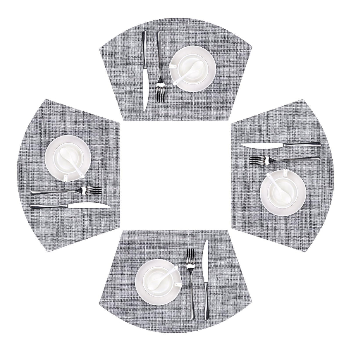 SHACOS Wedge Shape Placemats Set of 4 Woven Vinyl Placemat for Round Table