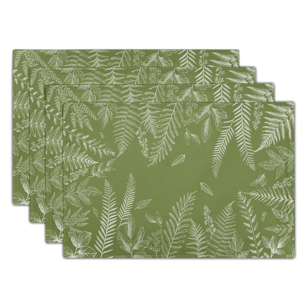Blue Floral Branches Placemats Set of 4 ，12 x 18 Inch Chinoiserie Table Mats Washable Heat Resistant Linen Fabric Rectangle Place Mat for Indoor Outdoor Kitchen Dining Home Decor