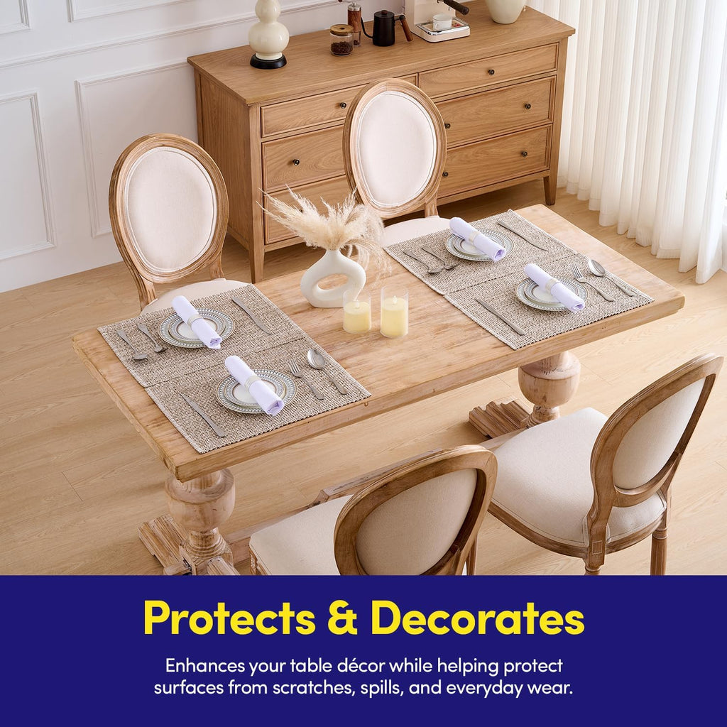 Sweet Home Collection 100% Cotton Placemats for Dining Room Rectangle Two Tone Woven Fabric 13" x 19" Soft Durable Table Mat Set, Set of 4, Eggshell