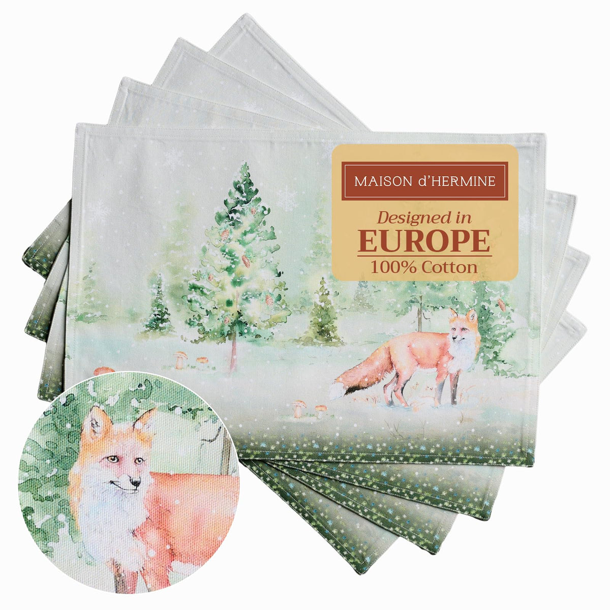 Maison d' Hermine Placemats Set of 4 Reusable 100% Cotton (13"x19")